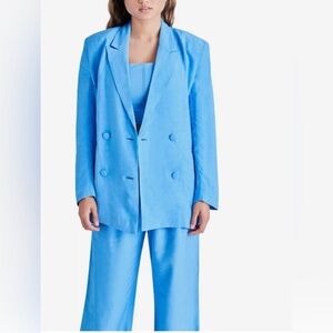 Steve Madden Oversized Vibrant Blue Linen Suit Jacket
